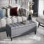 Repose-pieds avec rangement, couvercle en lin capitonné à fermeture douce pour le salon, chambre à coucher, entrée, gris foncé | Bois | Noir