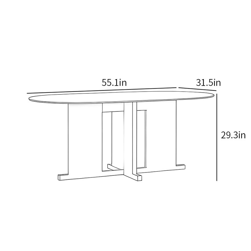 Table de salle à manger de style minimaliste et pratique, H 29,3 po x l 55,1 po x L 31,5 po
