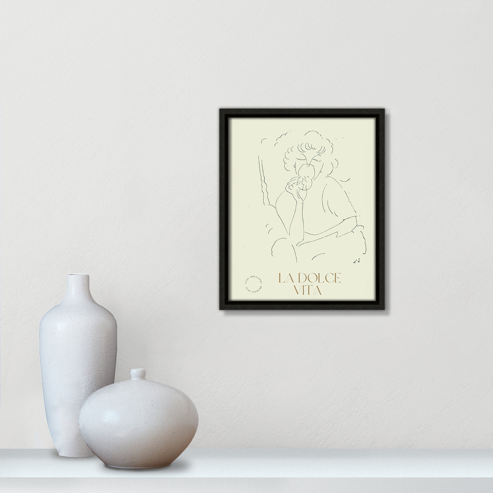 Dottie "La Dolce Vita" Print, 11.5" H x 9.5" W, Espresso