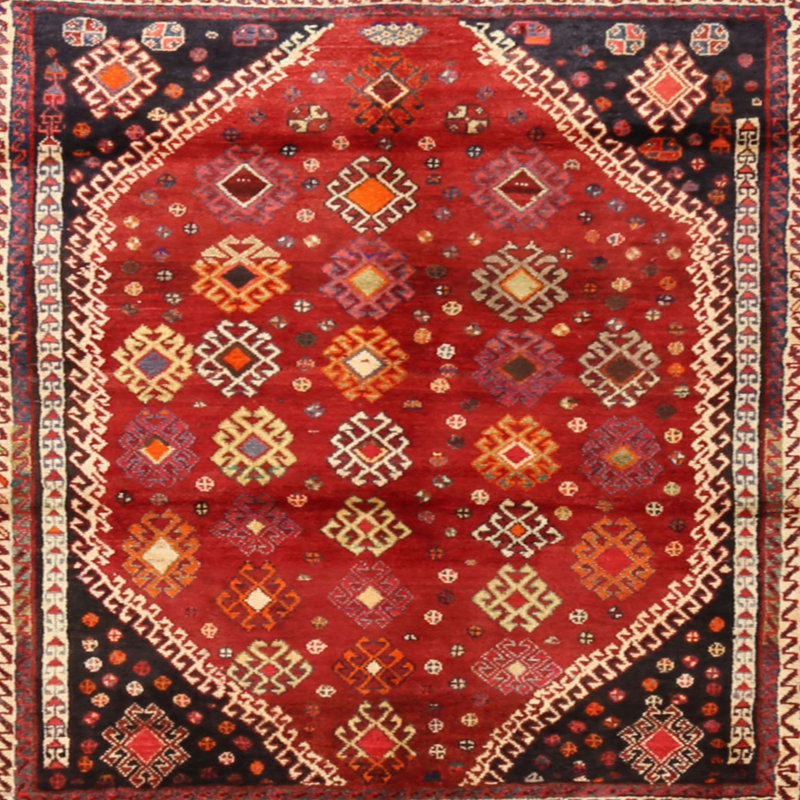 Tapis rouge à motif sud-ouest, Carré 6 pi