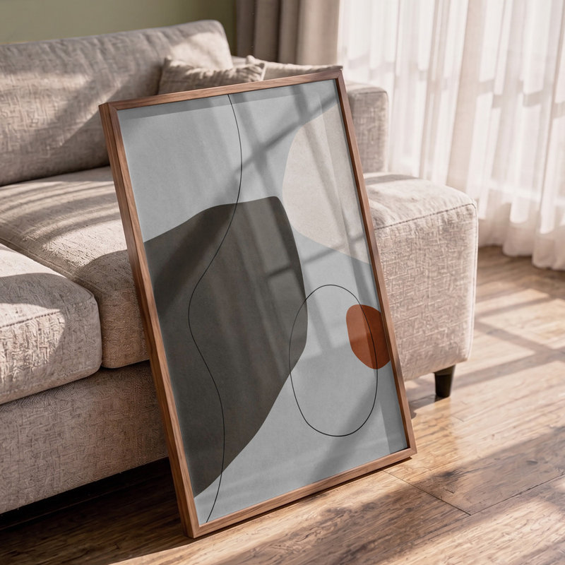 Organic Curves Abstract Print, 32 × 48, Wrapped Canvas, Gold/Tan/Black/Brown/White