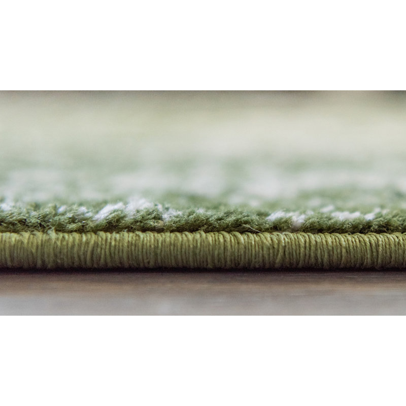 Giverny Green/White Rug, Rectangle 61 x 91cm