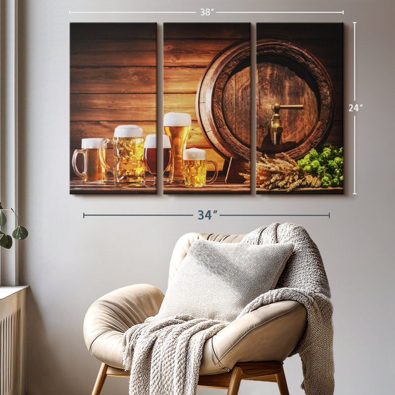 " Beer Barrel ", 24" H x 38" W x 1.25" D