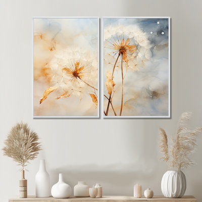 Pissenlit pétale pureté - ensemble d'art mural traditionnel de 2