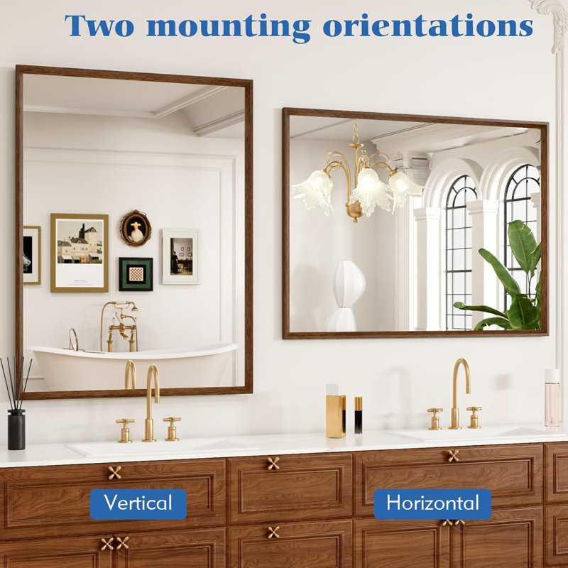 Miroir de salle de bain 28 po x 36 po, miroir de meuble-lavabo moderne pour salle de bain, fixation murale horizontale ou verticale