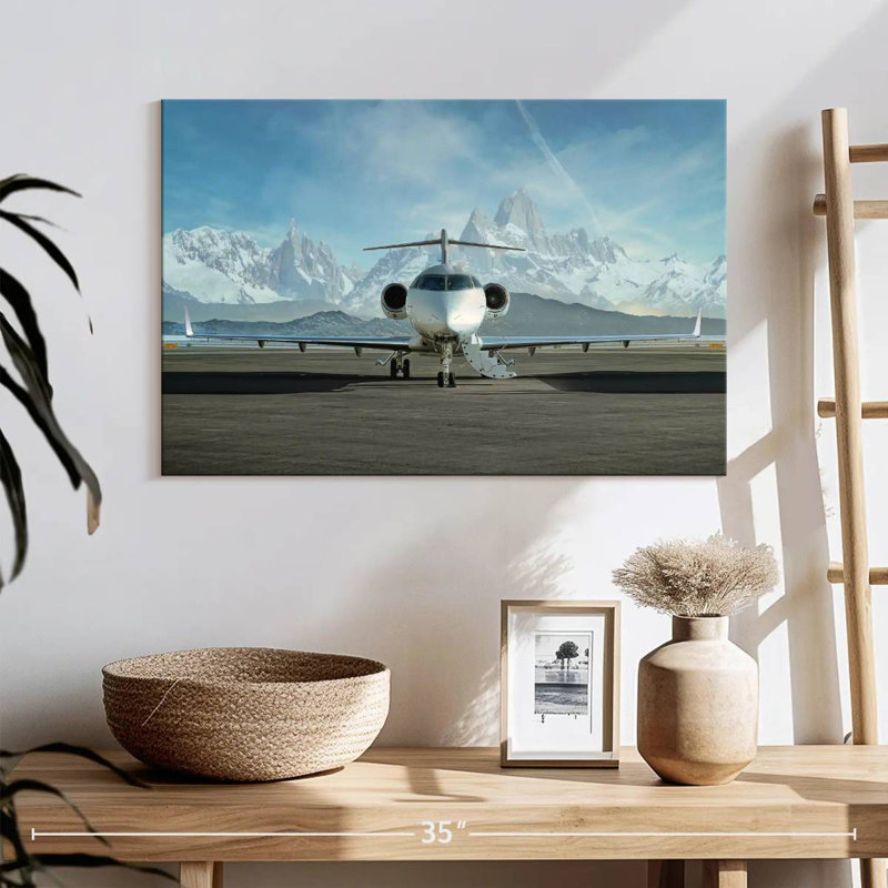 Mehar Snowy Mountains Private Jet, 16" H x 24" W