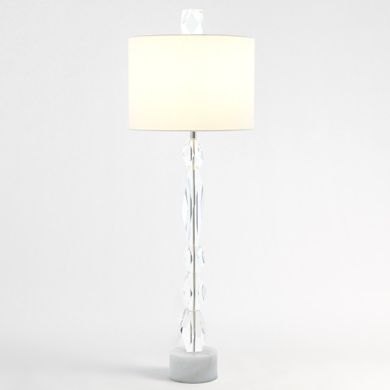 Facette Lamp W/Marble Base, White