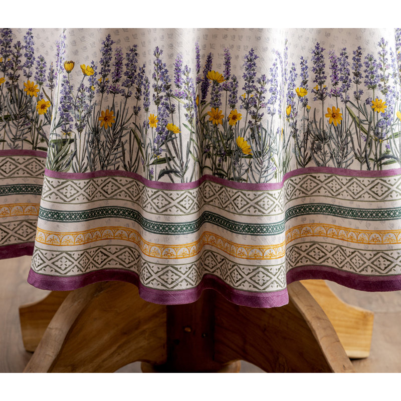Paisley 100% Cotton Round Christmas Tablecloth, 69" L x 69" W