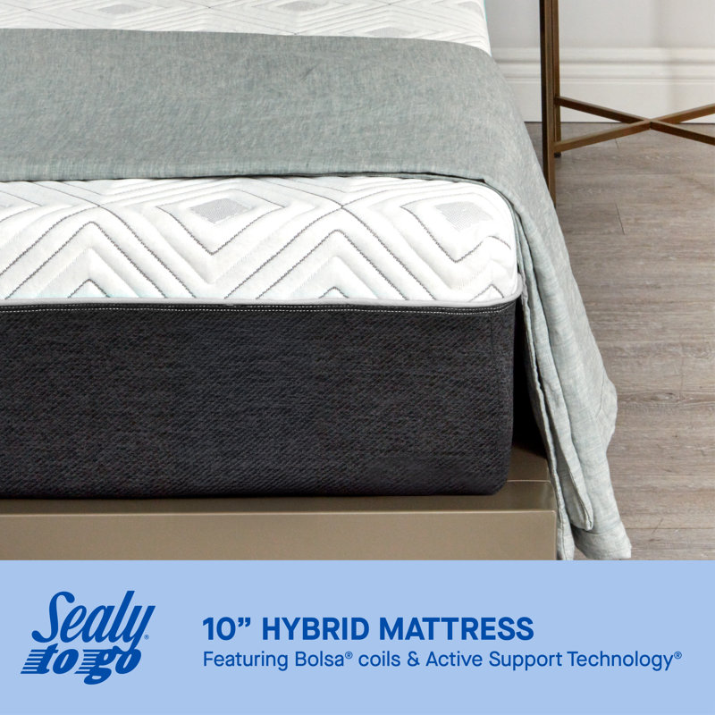 Sealy to Go 10” Medium Hybrid Mattress in a Box, Twin XL