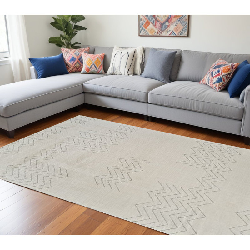 Tapis abstrait crème et beige 8 pi x 11 pi