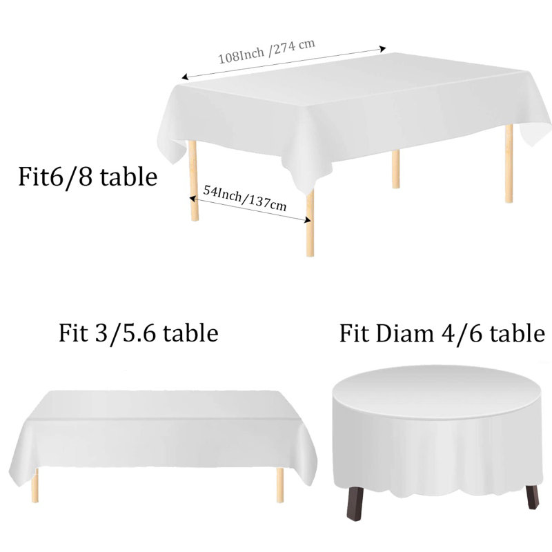 Ebrahim Tablecloth, White, 137cm W x 274cm L