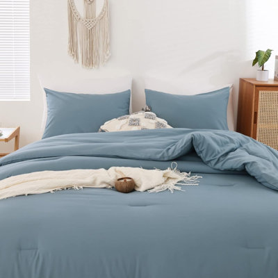 Ensemble d'édredon Dusty Blue pour lit pour fille, 1 édredon bleu et 1 taie d'oreiller, édredon léger pour enfant toutes saisons