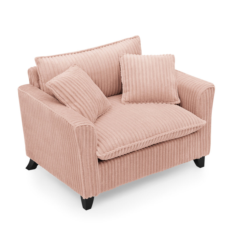 Chaise simple en velours côtelé rose avec dossier confortable et facile à assembler, pour économiser de l'espace sur le balcon