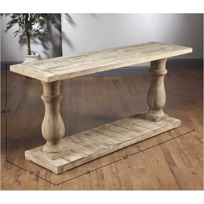 Console 30,5 "en bois massif, Gris patiné