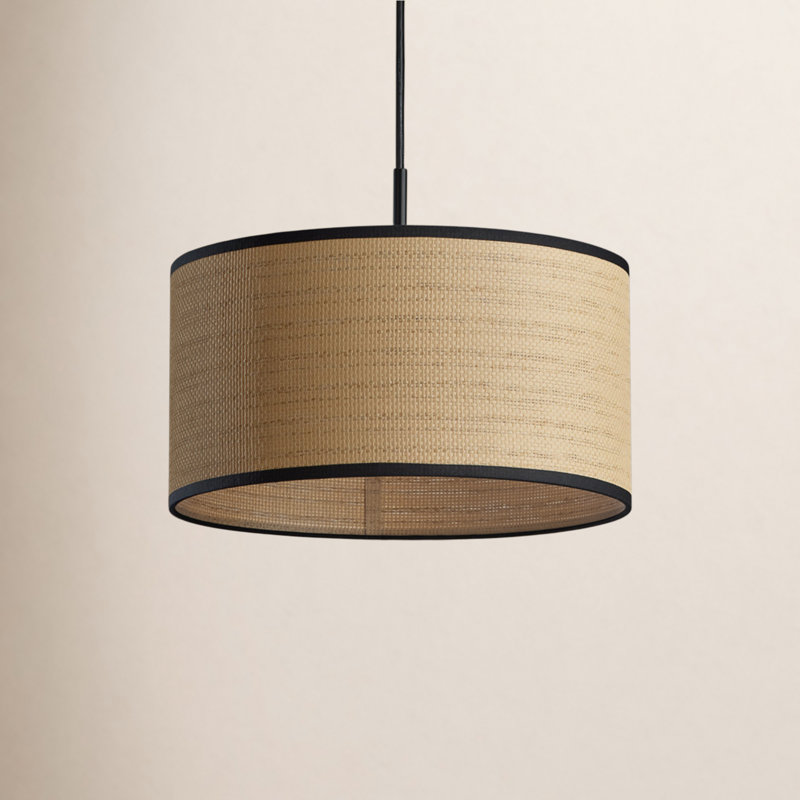 Grand luminaire suspendu Kinnear, Noir, Naturel/noir