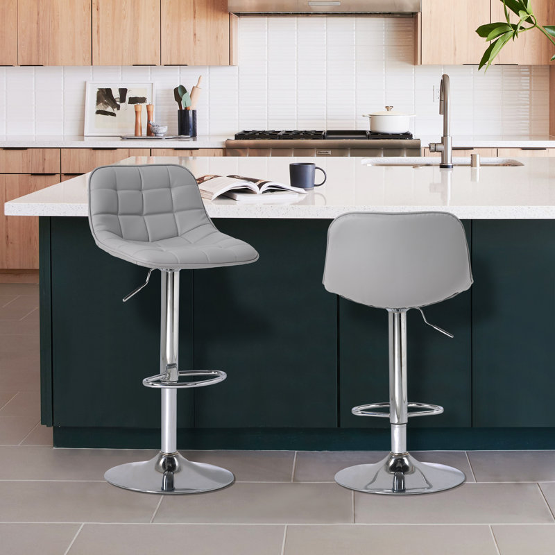 Towler Swivel Upholstered Adjustable Height Counter Stool with Metal Frame, Grey