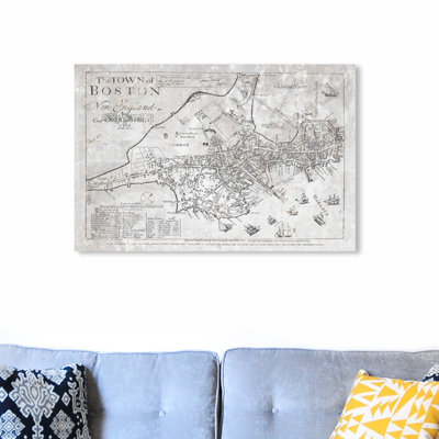 " Town Of Boston Map 1722 Rustic " by Oliver Gal