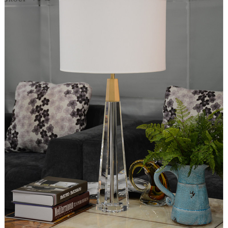 Lampe haute Hoffmann - Base à facettes en cristal - Accents or mat