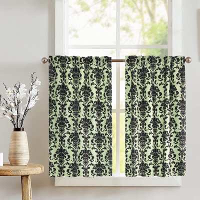 Poplin Damask Floral Cafe Tier Curtains