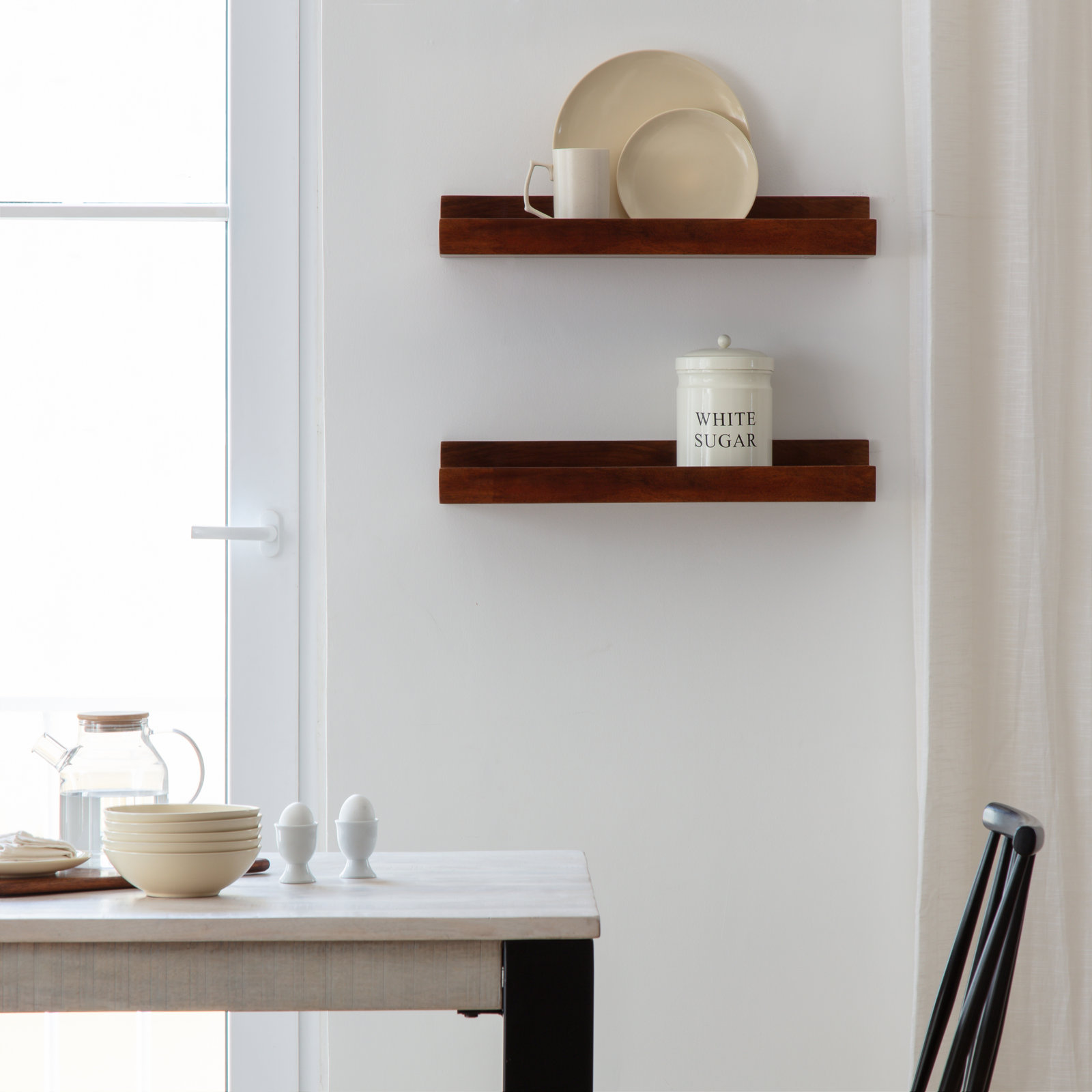 Dezerea Lipped Floating Shelf, Walnut, 3.5" H x 24" W x 7.25" D