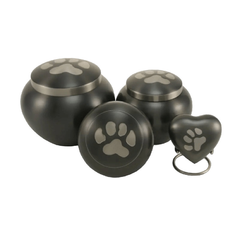 Broxton Paw Pewter Pet Urn | Small, Slate, 3.3" H x 4.3" W x 4.3" D