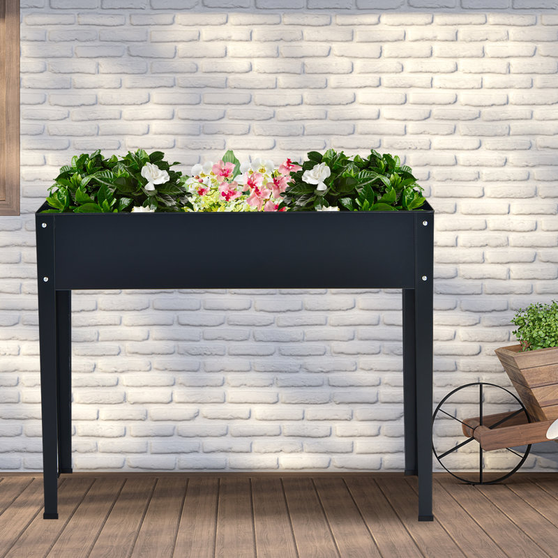 Ranier Wood Elevated Planter, Black