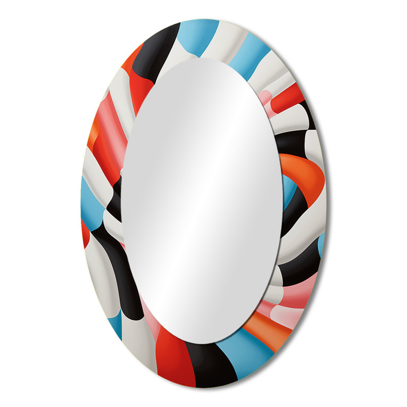 Grand miroir mural ovale coloré sur métal, 36 po x 24 po