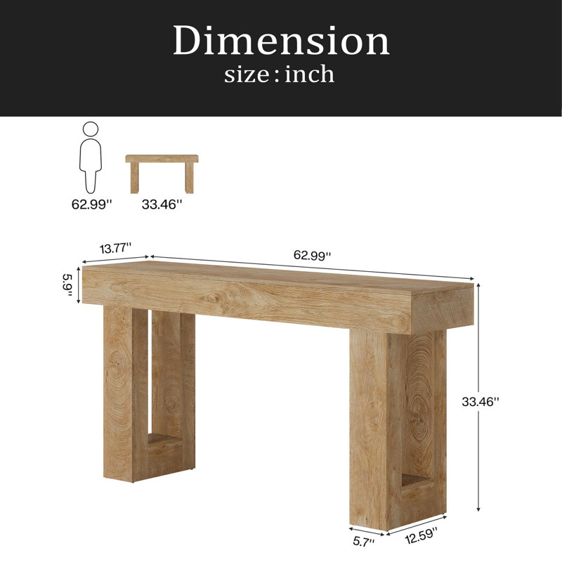 Elegant Console Table,Wooden Side Table, Natural