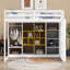 Lit mezzanine simple en bois avec garde-robe, tablettes et armoire, cadre de lit multi-rangement peu encombrant-1689618139-1689618141