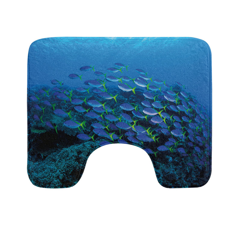 Tapis de salle de bain en forme de U poisson 20 po multicolore