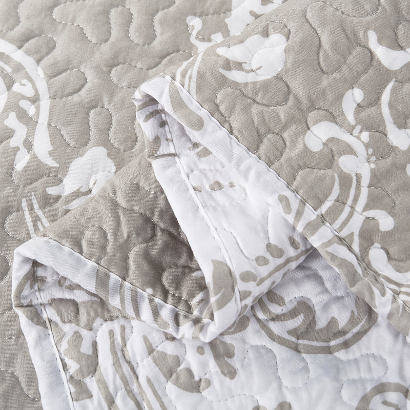 Ensemble courtepointe en microfibre imprimée de cinq articles LA Boheme, Taupe
