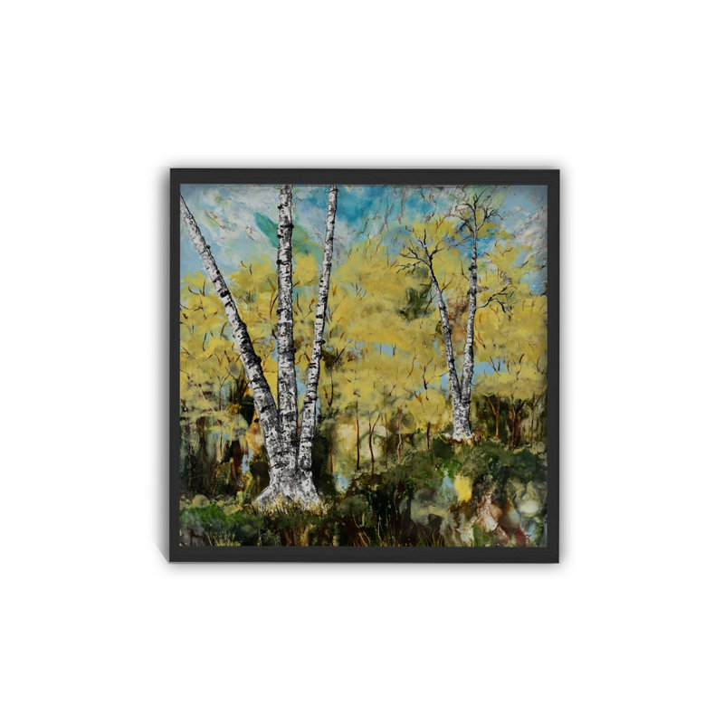 "Rustic Birch", art mural sur toile, H 12 po x l 12 po, Cadre flottant noir