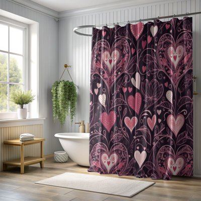 Rideau de douche 1 pièce Pink Hearts