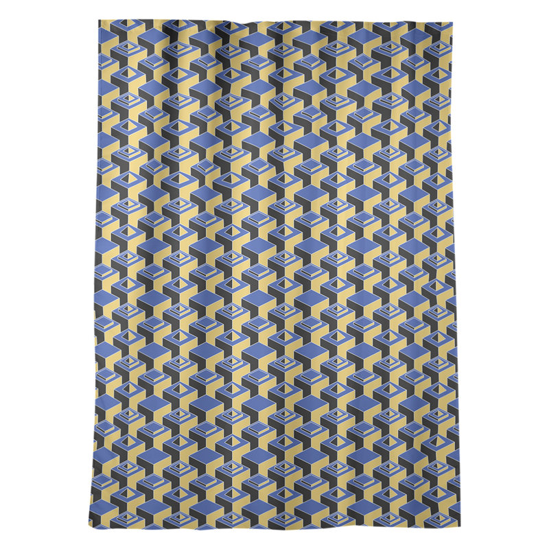Panneau de rideau simple occultant et isolant avec passe-tringle Classic Skyscrapers Classic, Bleu/jaune
