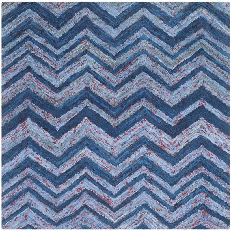 Mardell Hand Tufted Cotton Chevron Rug, Square 6'