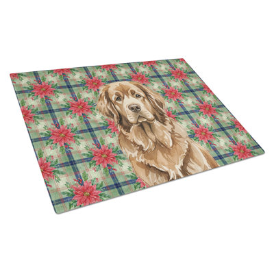 Brown Newfoundland Christmas PoinsettIas Glass Cutting Board