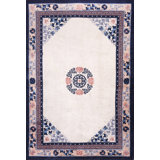 Mid Century Vintage Chinese Bright White Color Peking Rug