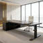 Bureau électrique moderne en bois massif noir à hauteur réglable en L avec armoires latérales gauche ou droite-691709095-700078785
