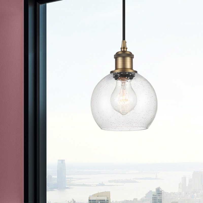 Luminaire suspendu sphérique 1 lumière Roxane, DEL, Laiton brossé