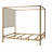 76.5" Tall Velvet Fabric Upholstered Headboard Metal  Canopy Bed-194949505-194949504