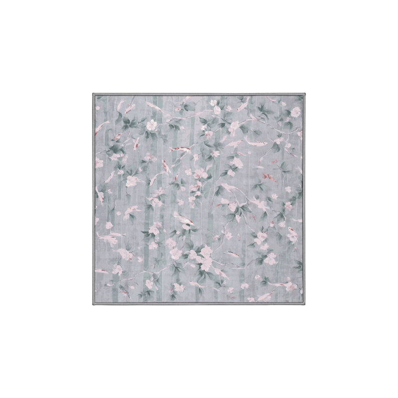 Machine Washable Gray Area Rug, Square 7'