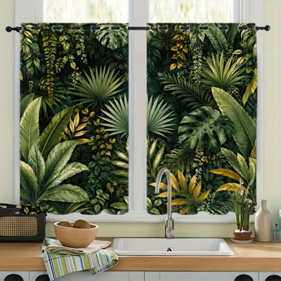 2 pièces, rideaux occultants avec œillets, motif de feuillage luxueux, rideaux en polyester, pare-soleil à isolation thermique, réduction du bruit et protection de la vie privée, décoration intérieure élégante pour la chambre à coucher et le salon