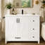 Meuble-lavabo Farmhouse avec lavabo en céramique et tiroirs de rangement-1076200021