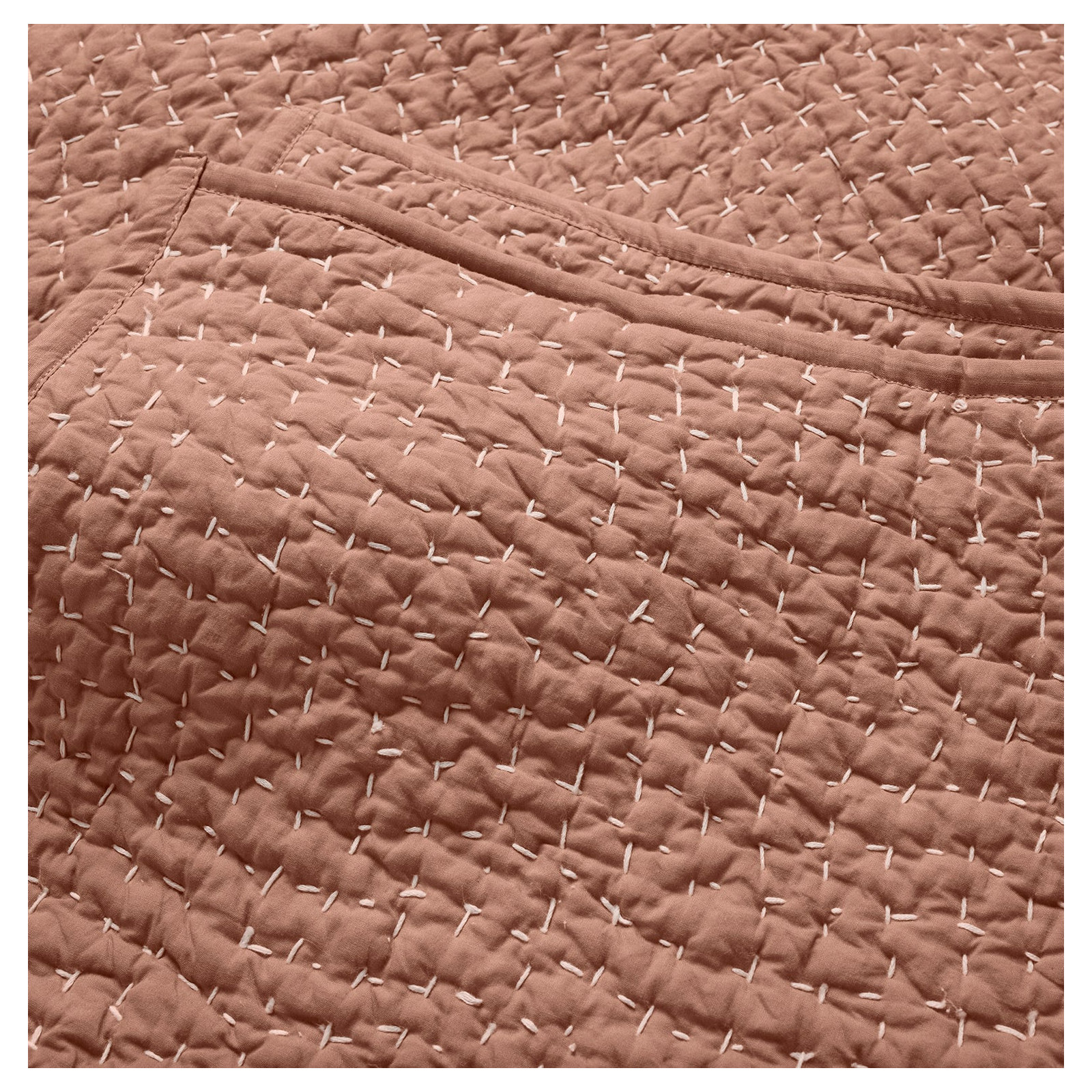 Pebbled Organic Percale Quilt, Full/Queen Quilt, Praline