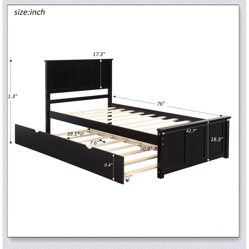 Lit plate-forme avec lit gigogne, Espresso