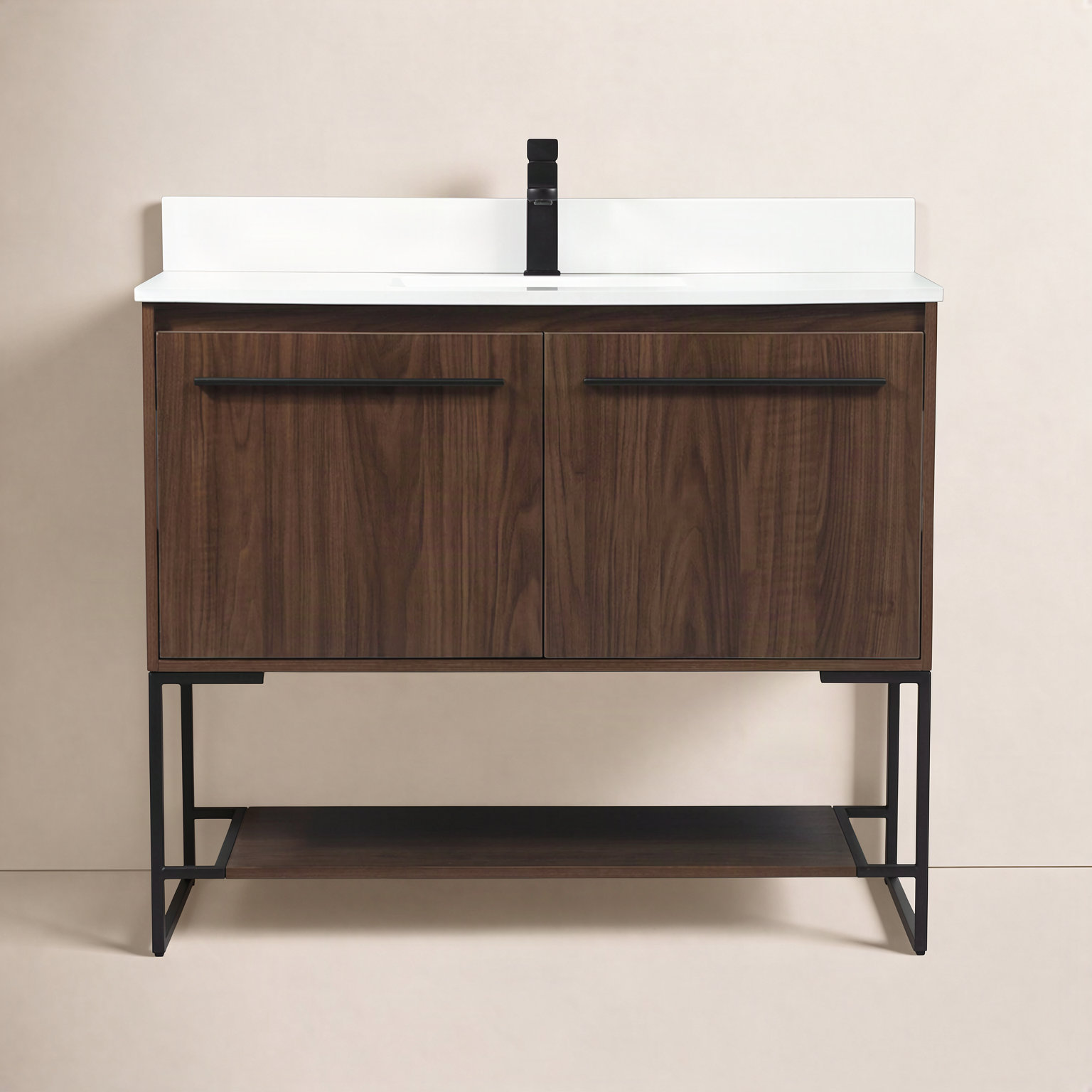 Rozell 40 " Single Bathroom Vanity, Walnut