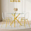 Ensemble de table et de chaises 5 pièces, 4 chaises en plastique avec pieds en métal