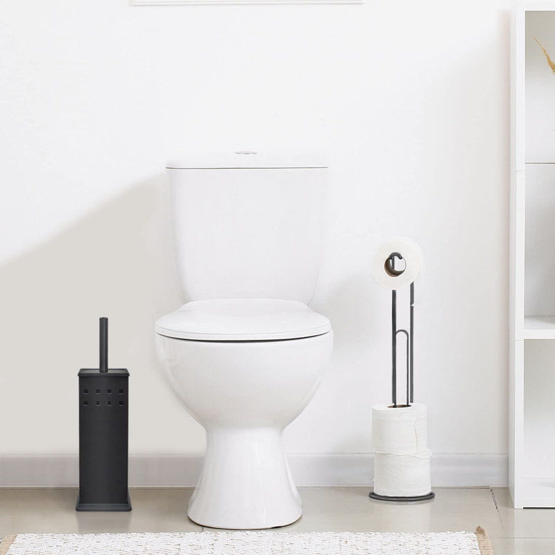 Porte-brosse de toilette en plastique Minoky, Noir mat