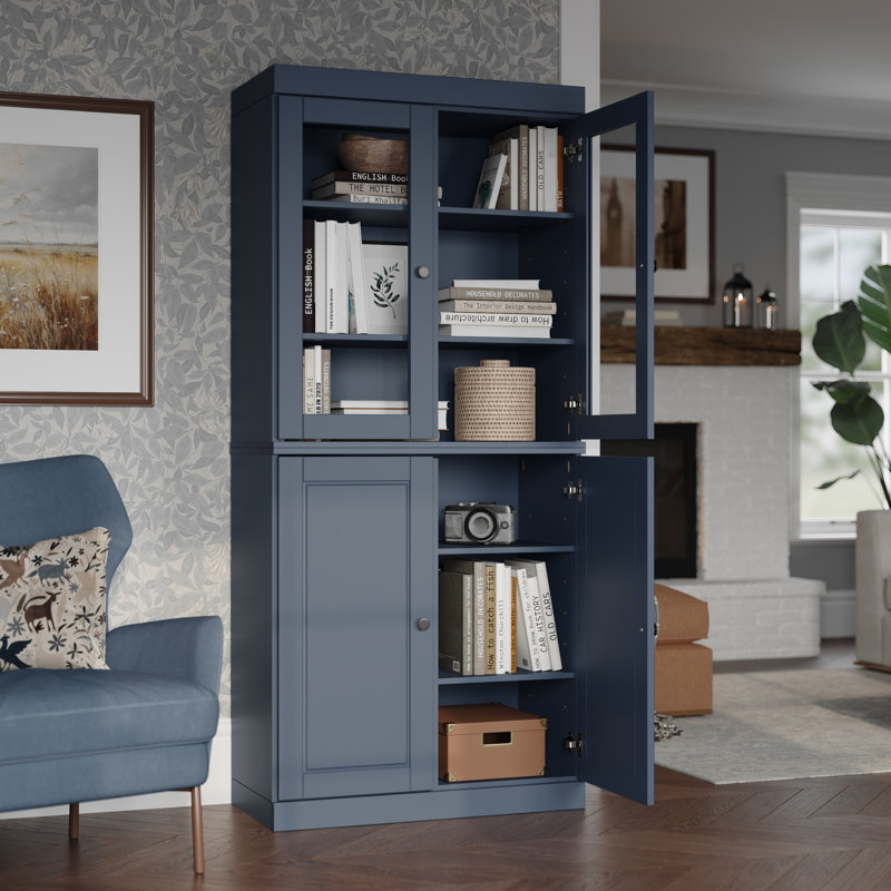Bibliothèque à 6 tablettes en bois massif Vereniz Palace Imports, Bleu antique