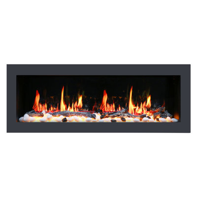 Latitude II ZEF48X 48" Ultra-Slim Recessed & Wall Mounted Smart Electric Fireplace with HD Multi-Flame, Breathing Logs & App Control